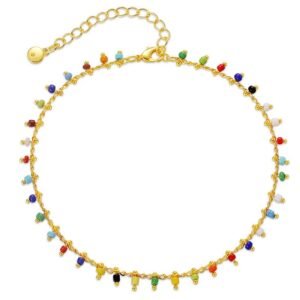 18k Gold Plated Bohemian Style Acrylic Bead Pendant Anklet For Women