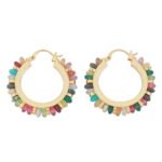 Vintage Hoop Beaded Natural Stone Earrings