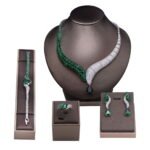 Zircon Necklace Bracelet Earring Ring Set Wedding Luxury Dress Bridal Party Jewelry