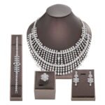 Zircon Necklace Bracelet Earring Ring Set Wedding Jewelry Four-Piece Set Luxury Dress Bridal Banquet Party Accessories