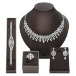 Brilliant Full Diamond Zircon Necklace Earrings Bracelet Elegant And Luxurious Jewelry Set Bridal Wedding Jewelry