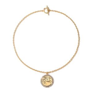 Gold Design Sense Ancient Coin Relief Pegasus Necklace and Earring Set