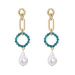 Exquisite Blue Natural Stone and Pearl Earrings
