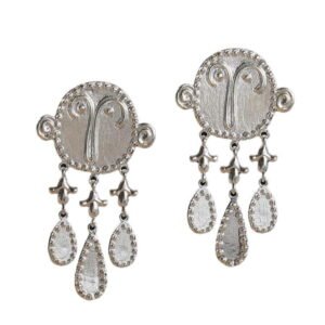 Vintage Tassel Salt and Pepper Crying Man Pendant Earrings