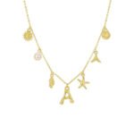 Bubble Alphabet Necklace Starfish Conch Clavicle Chain Ocean Necklace