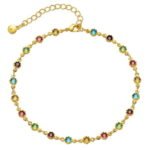 18k Gold Plated Colorful Zircon Anklet
