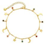 18k Plated Star Moon Anklet For Women
