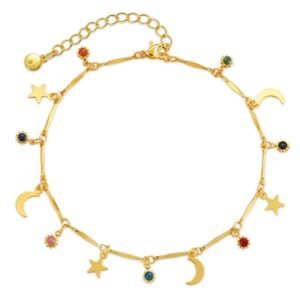 18k Plated Star Moon Anklet For Women
