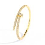 Zircon Iced Out Brass Cuff Bangle Paved with Zircons for Men