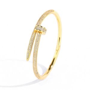 Zircon Iced Out Brass Cuff Bangle Paved with Zircons for Men