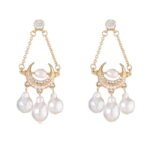 Gold Luxurious Baroque Pearl Earrings for Women