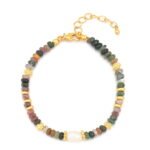 Bohemian Freshwater Pearl and Natural Stone Beaded Bracelet