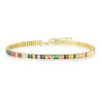 Rectangular Colorful Full Diamond Tennis Necklace