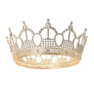 Gold Queen Crown for Women Royal Birthday Crowns Crystal Cake Crown Topper