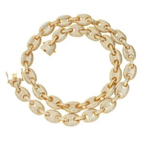 12MM Iced Out Marina Chain Hip Hop Mariner Link Chain Necklace