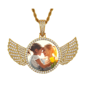 Iced Out Photo Necklace DIY Circle Chain Hip Hop Jewelry Personalized Gift
