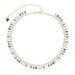 Rainbow Tennis Chain Necklace Pear Zircon Choker Hip Hop Iced Out Jewelry