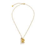 Stainless Steel 18k Gold Plated Birthstone Alphabet Necklace For Women