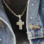 Iced Out Cross Necklace Cubic Zirconia Cross Pendant with Tennis Chain Hip Hop Jewelry Fashion Trendy