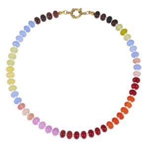 Bohemian Colorful Natural Gemstone Beaded Necklace Surf Beach