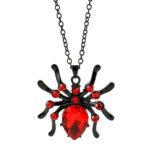 Rhinestone Red Spider Necklace Gothic Dark Style Halloween Jewelry