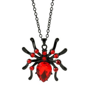 Rhinestone Red Spider Necklace Gothic Dark Style Halloween Jewelry
