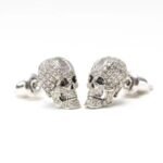 S925 Sterling Silver Vintage Skull Stud Earrings Halloween Hip Hop Jewelry