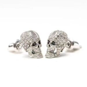 S925 Sterling Silver Vintage Skull Stud Earrings Halloween Hip Hop Jewelry