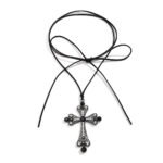 Cross Rhinestone Lace-Up Choker Punk Style Necklace