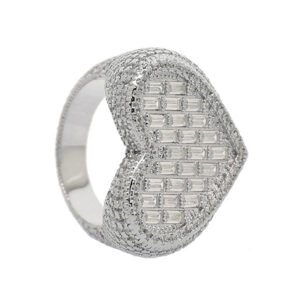 Heart-Shaped Zircon Ring - Full Diamond Band