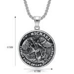 St. Michael Angel Round Pendant Necklace