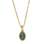 Gold Bohemian Abalone Oval Pendant Necklace