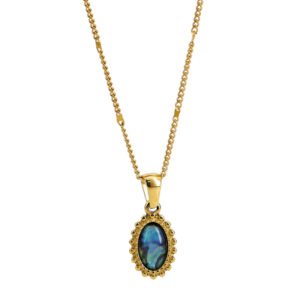 Gold Bohemian Abalone Oval Pendant Necklace