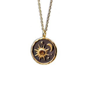 Bohemian Sun and Moon Dangle Earrings and Necklace Set