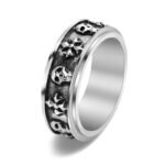 Titanium Steel Rotatable Skull Cross Ring for Men Punk Style