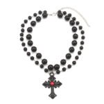 Layered Red Rhinestone Cross Necklace for Women Punk Dark Halloween Jewelry