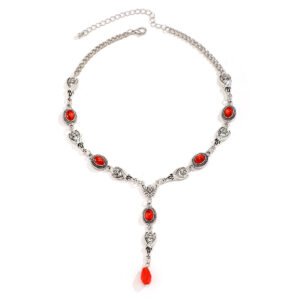 Ruby Dark Bat Necklace for Women Halloween Jewelry