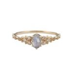 S925 Sterling Silver Natural Iolite and Labradorite Olive Leaf Ring