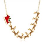 Colorful Christmas Reindeer Necklace for Women Holiday Jewelry