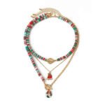 Snowman and Christmas Tree Necklace Holiday Party Gift