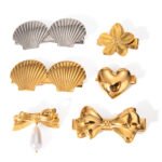 Gold Stainless Steel Shell Heart Flower Bow Hair Clip