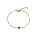 Single Row Full Zirconia Bracelet with Colored Round Zirconia