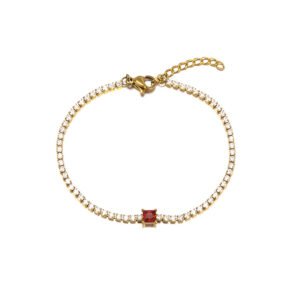 Single Row Full Zirconia Bracelet with Colored Round Zirconia