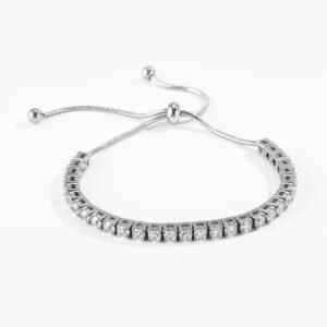 Colored Round Zirconia Beads Adjustable Tennis Bracelet