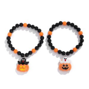 Ghost Witch Pumpkin Layered Polymer Clay Bracelet Halloween Party