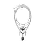 Dark Punk Heart Wing Pendant Necklace Halloween Jewelry
