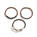 Vintage Skull Beaded Letter Bracelet Set Halloween Ghost Woven Bracelet