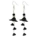 Black Bellflower Lily Earrings Halloween Witch Jewelry