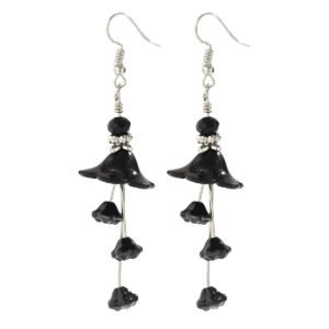 Black Bellflower Lily Earrings Halloween Witch Jewelry