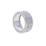 Silver Zircon Encrusted Four-Pointed Star Ring - Full Diamond Band
